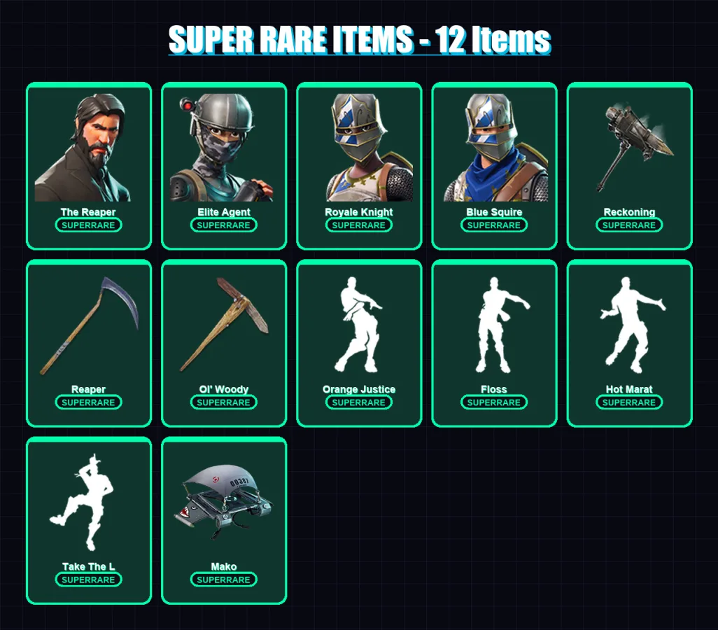 [PC/PSN] | The Reaper | Elite Agent | Royale Knight | Blue Squire | Ruin | 82 skin | 79 pickaxe | 74 emote | 88 glider | Lv1275
