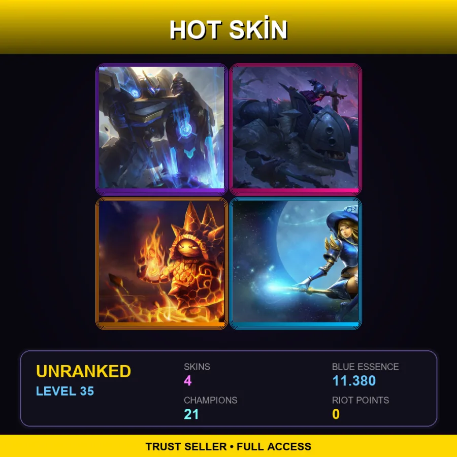 EUW | Lv35 | Unranked | 4 Skin | 21 Champ
