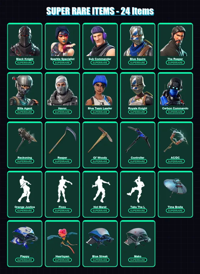 [PC/PSN] | Black Knight | Sparkle Specialist | Sub Commander | Blue Squire | The Reaper | 123 skin | 132 pickaxe | 115 emote | 111 glider | Lv2579