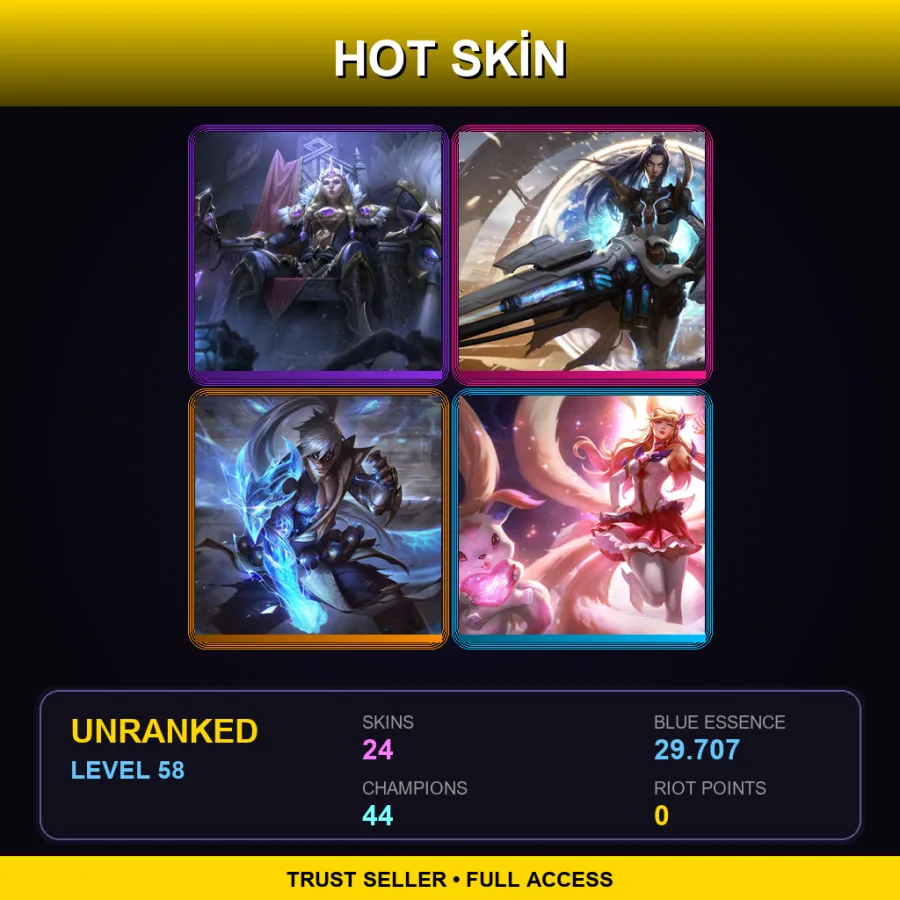 EUNE | Lv58 | Unranked | 24 Skin | 44 Champ — LoL account