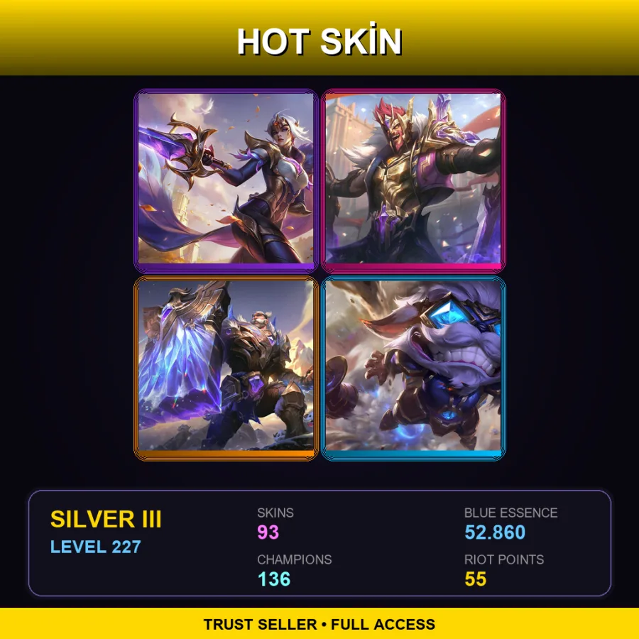 BR | Lv227 | Silver III | 93 Skin | 136 Champ — LoL account