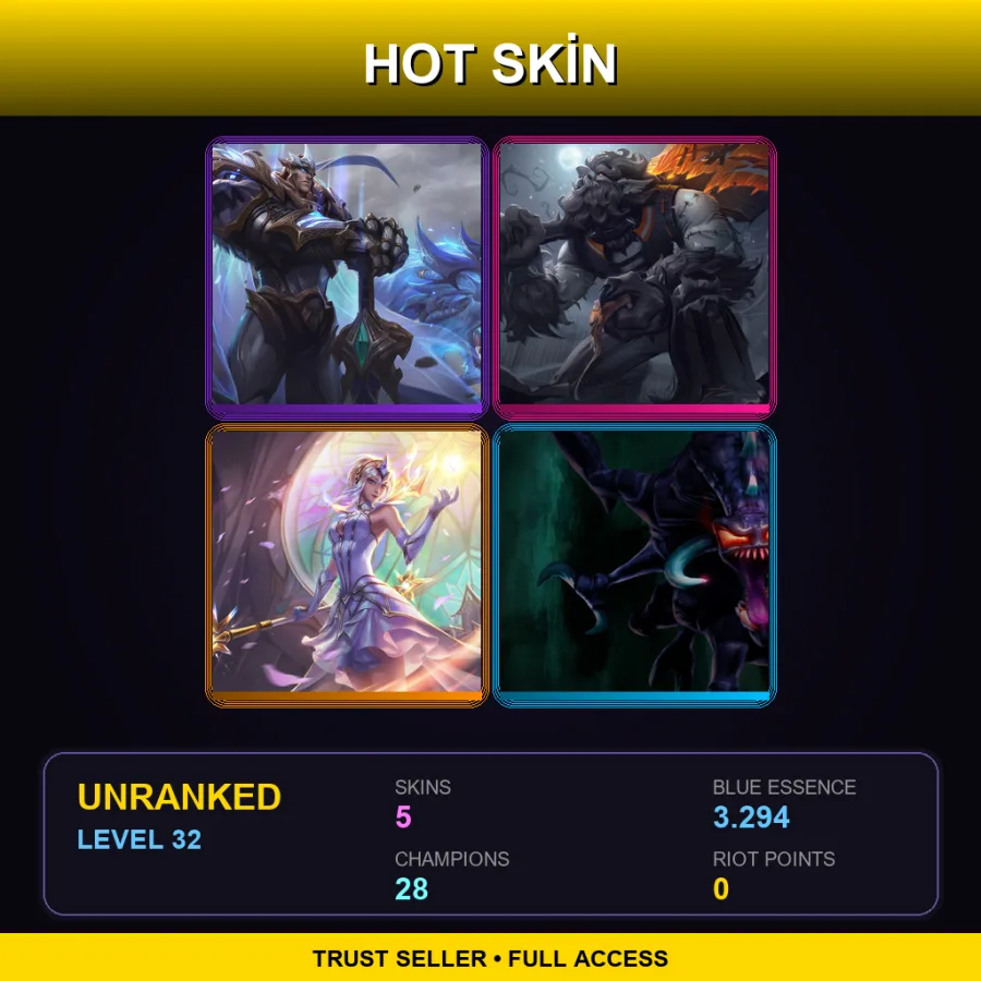 ME | Lv32 | Unranked | 5 Skin | 28 Champ — LoL account