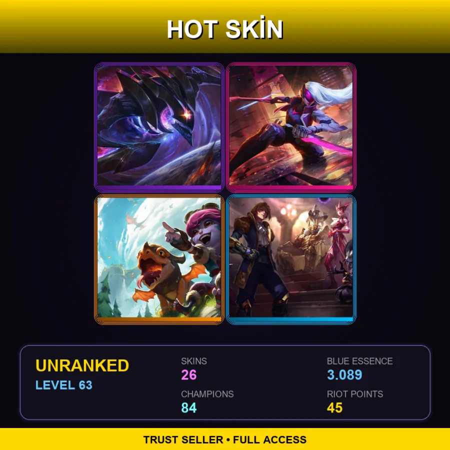 TR | Lv63 | Unranked | 26 Skin | 84 Champ