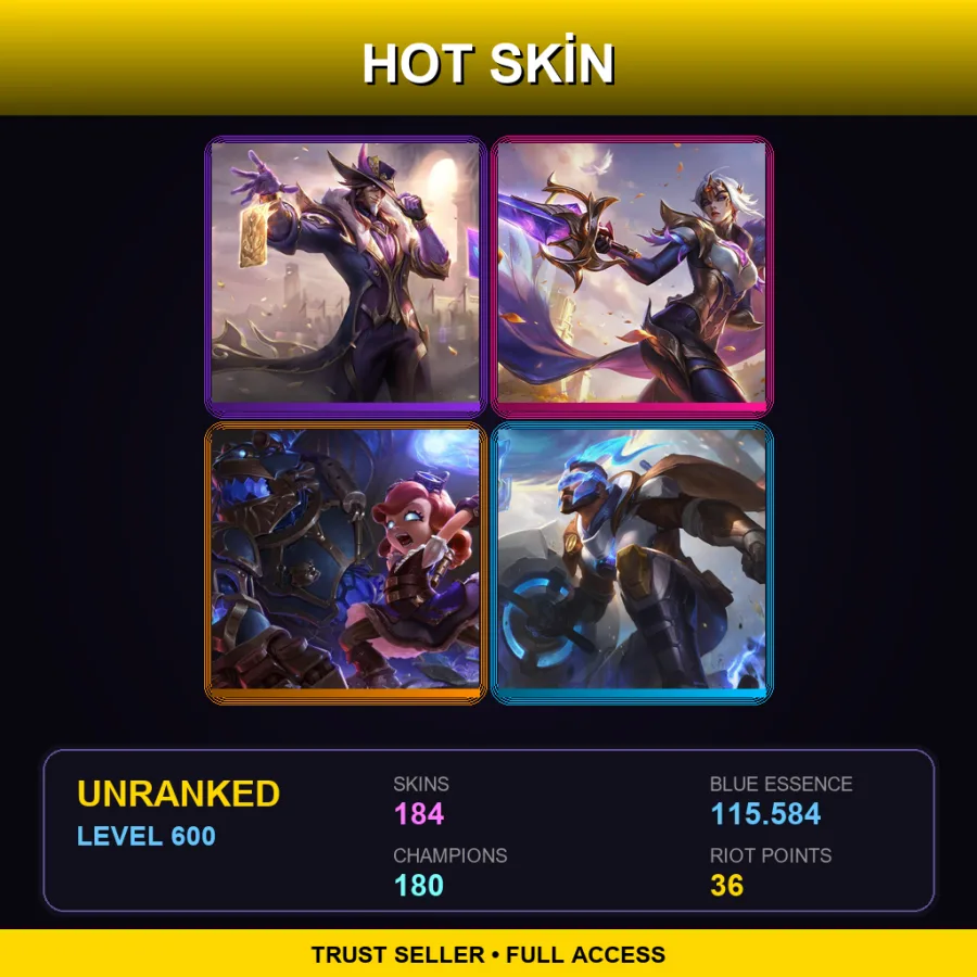 LAN | Lv600 | Unranked | 184 Skin | 180 Champ — Skt T1 Nami