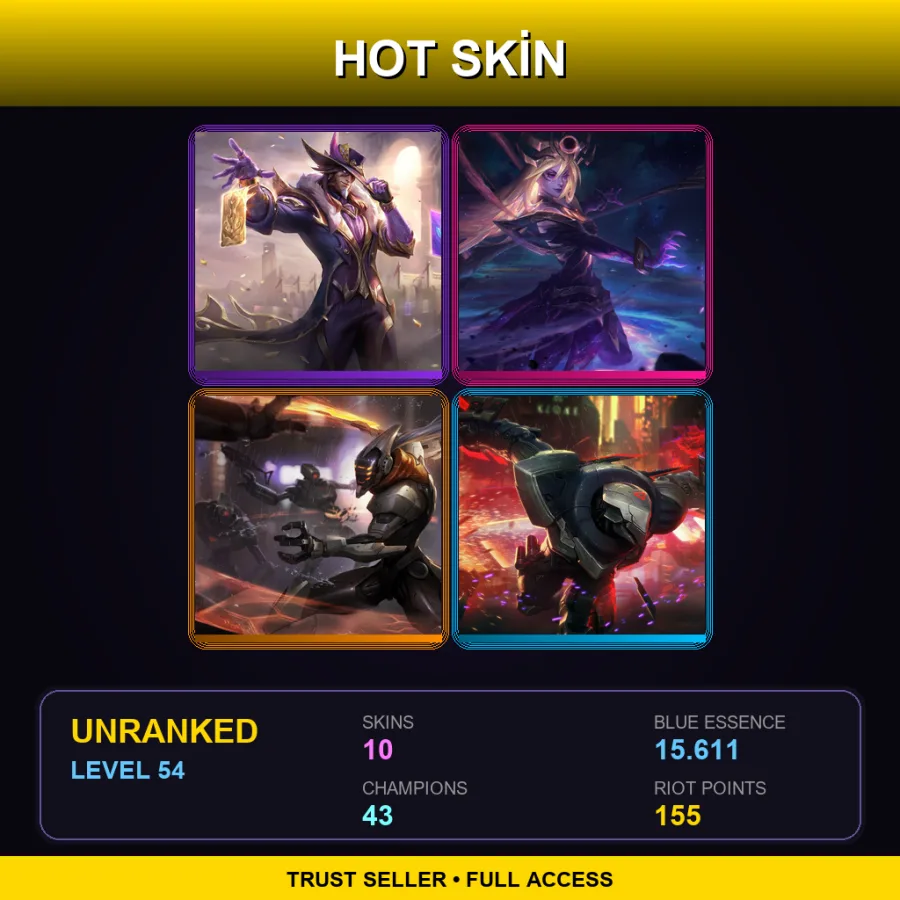 NA | Lv54 | Unranked | 10 Skin | 43 Champ