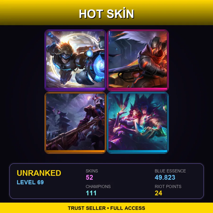 EUW | Lv69 | Unranked | 52 Skin | 111 Champ