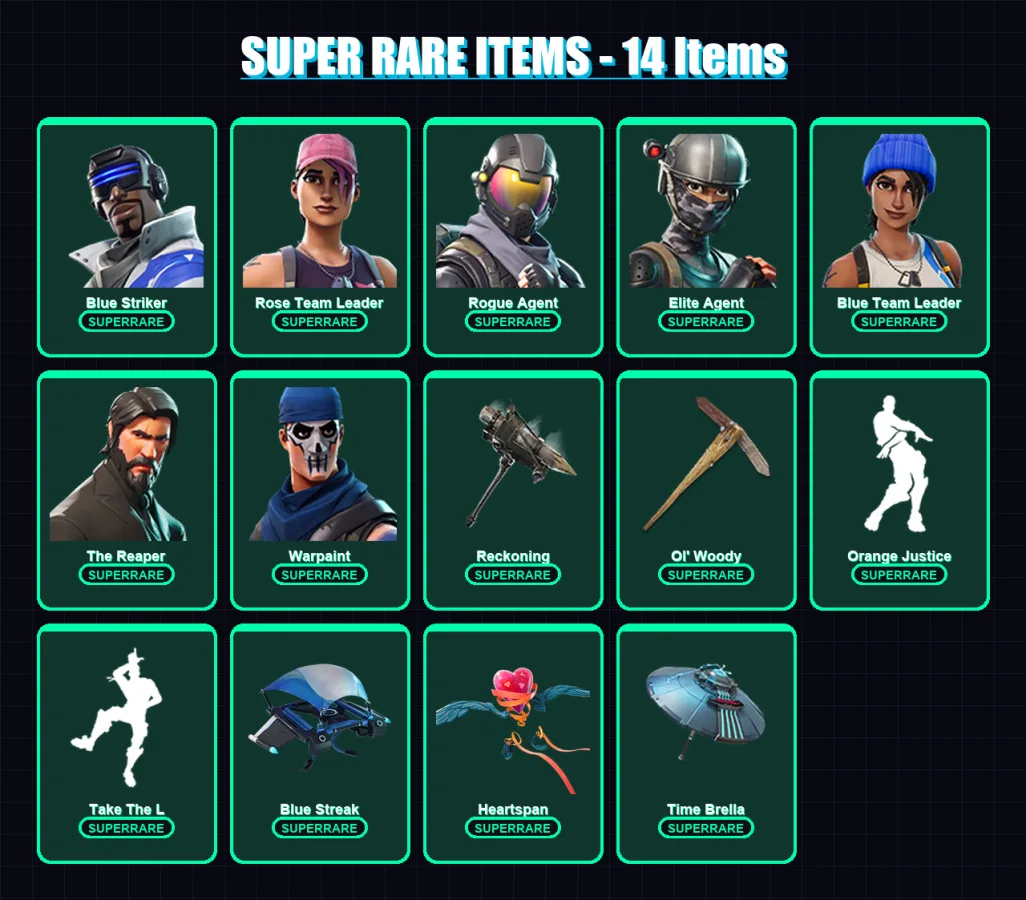 [PC/XBOX] | Blue Striker | Rose Team Leader | Rogue Agent | Elite Agent | Blue Team Leader | 144 skin | 133 pickaxe | 112 emote | 120 glider | Lv191