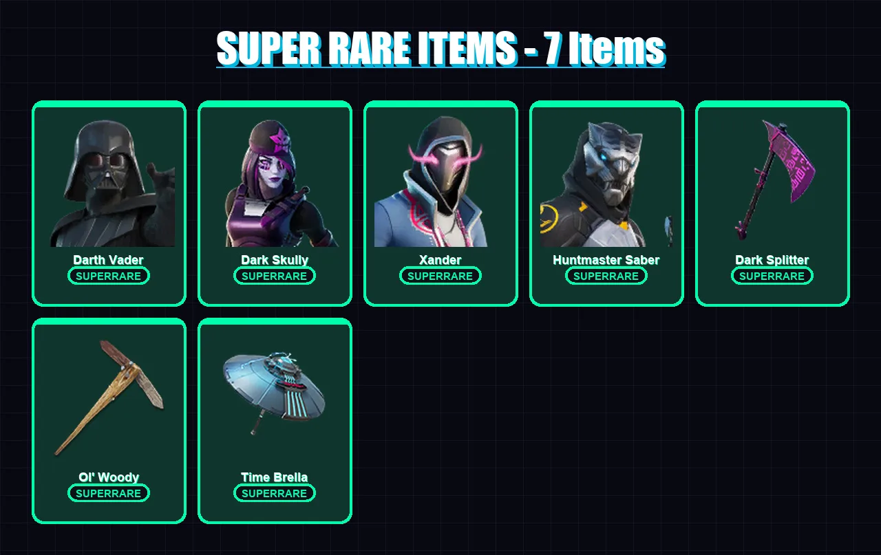 [PC/PSN] | Darth Vader | Dark Skully | Xander | Huntmaster Saber | Valeria | 260 skin | 285 pickaxe | 236 emote | 192 glider | Lv3403