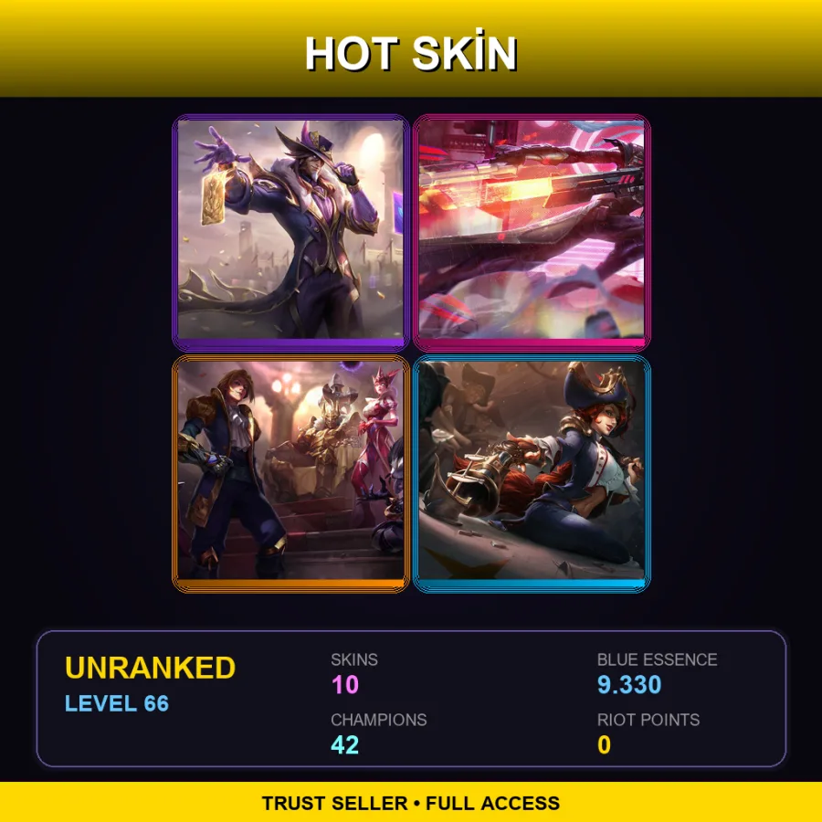 EUW | Lv66 | Unranked | 10 Skin | 42 Champ