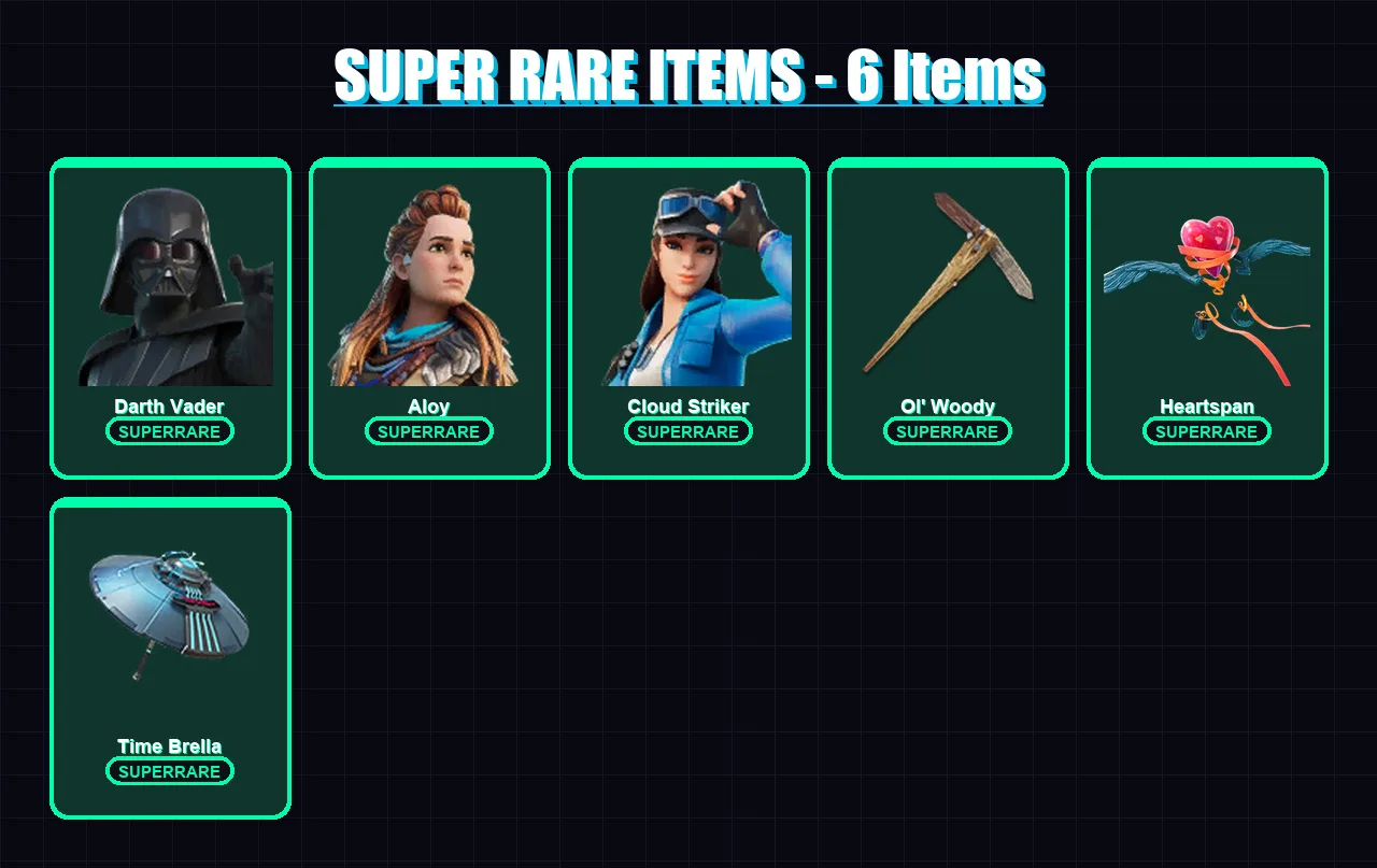 [PC/XBOX] | Darth Vader | Aloy | Cloud Striker | The Origin | Hybrid | 161 skin | 186 pickaxe | 139 emote | 144 glider | Lv2120