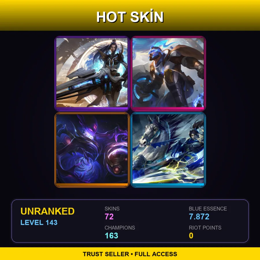 VN | Lv143 | Unranked | 72 Skin | 163 Champ — Woad King Darius