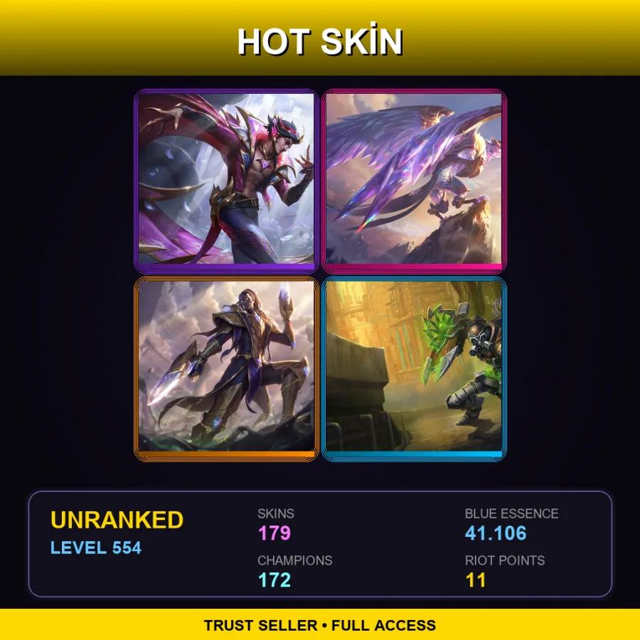 SG | Lv554 | Unranked | 179 Skin | 172 Champ — LoL account