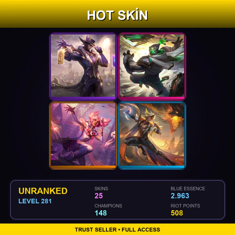 LAN | Lv281 | Unranked | 25 Skin | 148 Champ