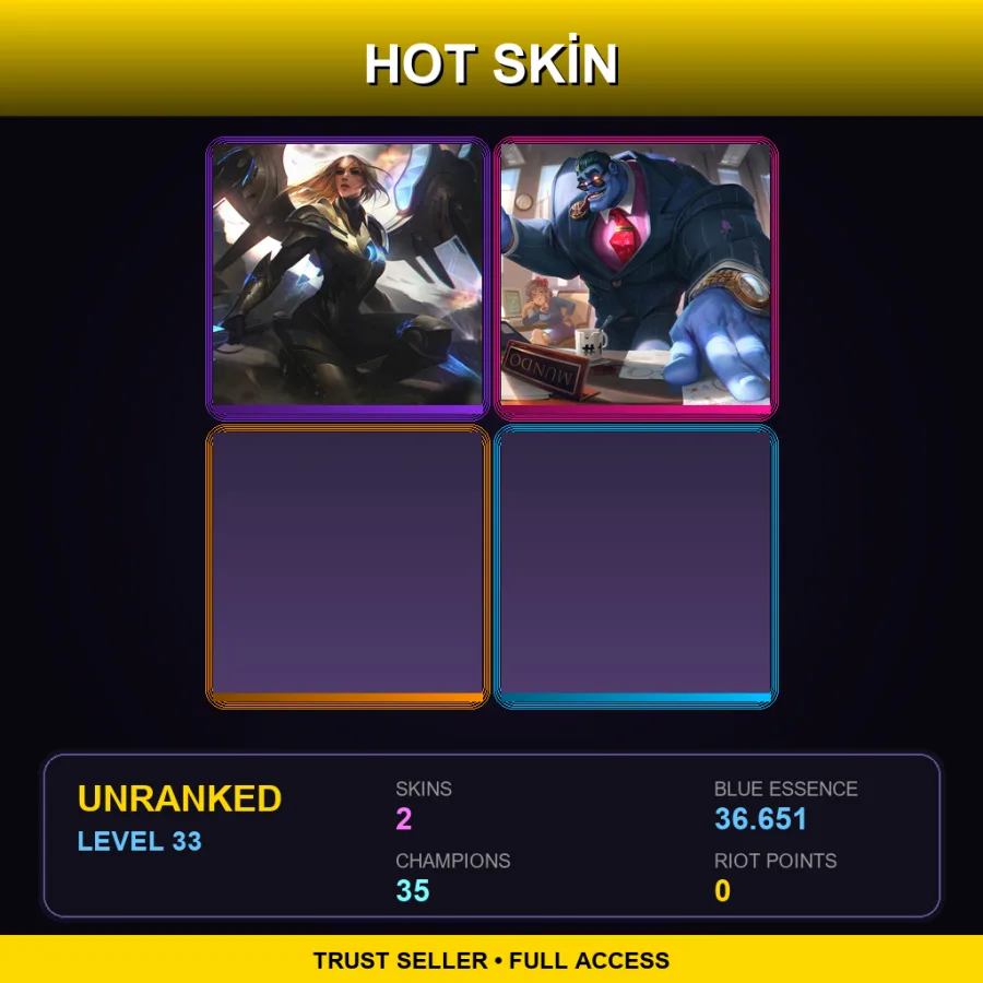 SG | Lv33 | Unranked | 2 Skin | 35 Champ