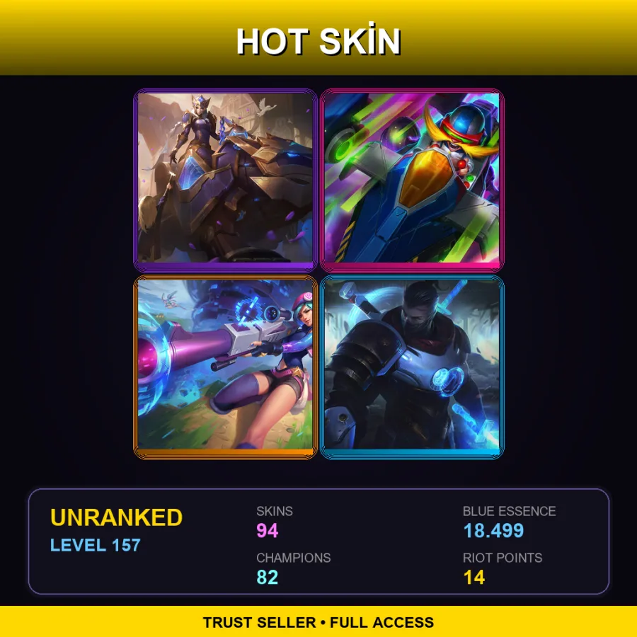 VN | Lv157 | Unranked | 94 Skin | 82 Champ