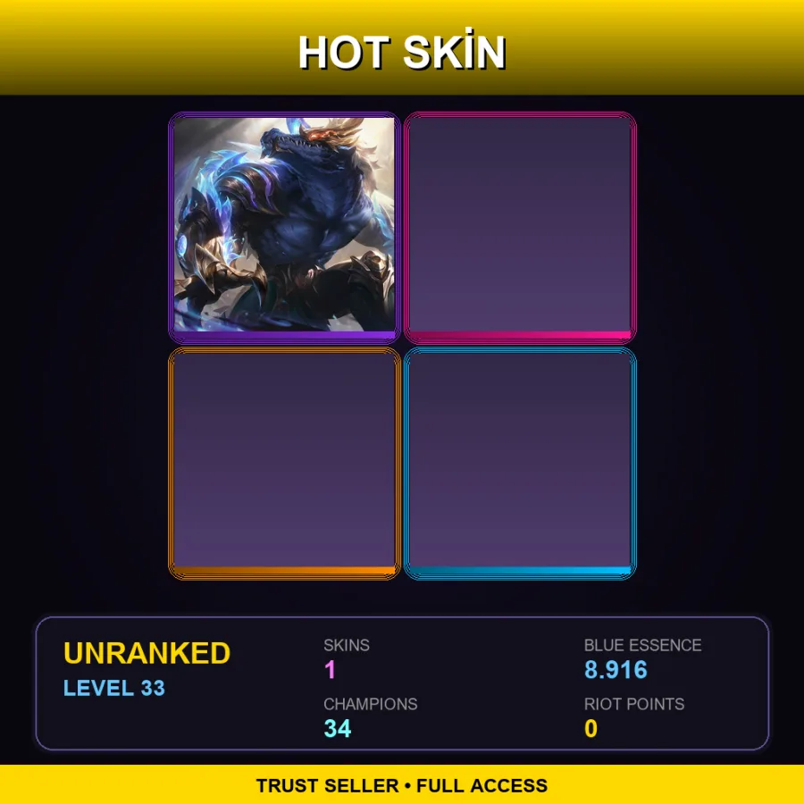 BR | Lv33 | Unranked | 1 Skin | 34 Champ