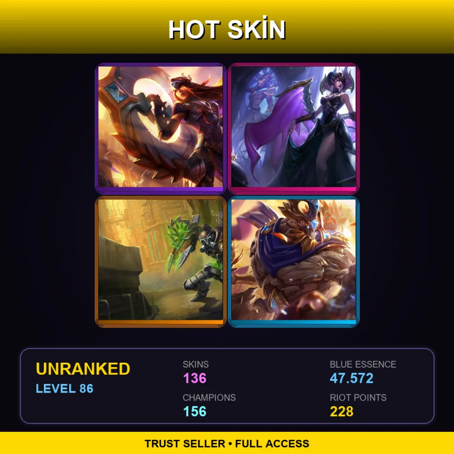 EUW | Lv86 | Unranked | 136 Skin | 156 Champ