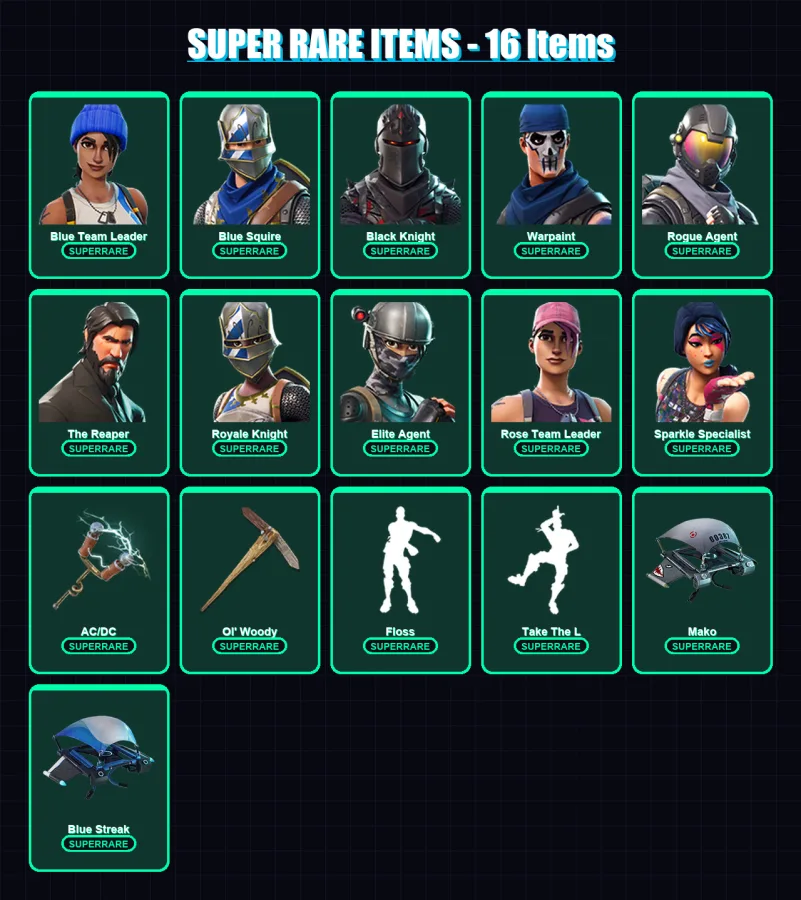 [PC/XBOX/PSN] | Blue Team Leader | Blue Squire | Black Knight | Warpaint | Rogue Agent | 21 skin | 15 pickaxe | 18 emote | 17 glider | Lv284