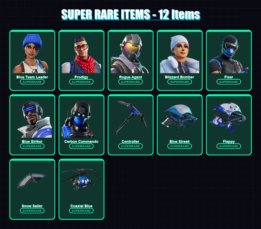 [PC/XBOX] | Blue Team Leader | Prodigy | Rogue Agent | Blizzard Bomber | Fixer | 9 skin | 11 pickaxe | 11 emote | 16 glider | Lv222