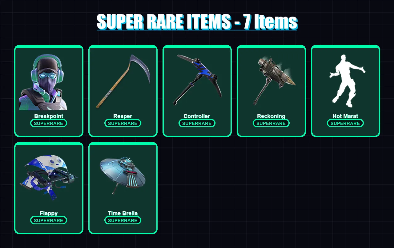 [PC/XBOX] | Breakpoint | Calamity | The Ice King | Spectra Knight | The Prisoner | 37 skin | 64 pickaxe | 56 emote | 61 glider | Lv869