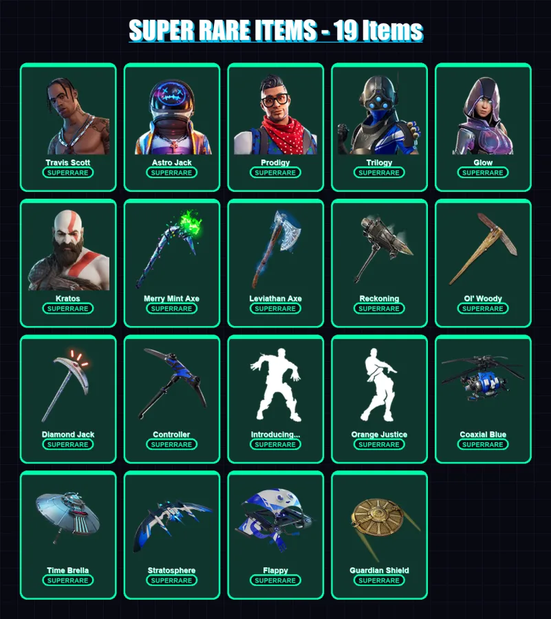 [PS4/PS5/PC] | Travis Scott | Astro Jack | Prodigy | Trilogy | Glow | 351 skin | 360 pickaxe | 257 emote | 250 glider | Lv2997