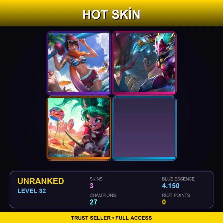 TR | Lv32 | Unranked | 3 Skin | 27 Champ
