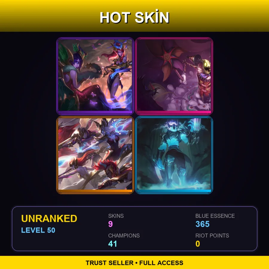 LAS | Lv50 | Unranked | 9 Skin | 41 Champ — LoL account