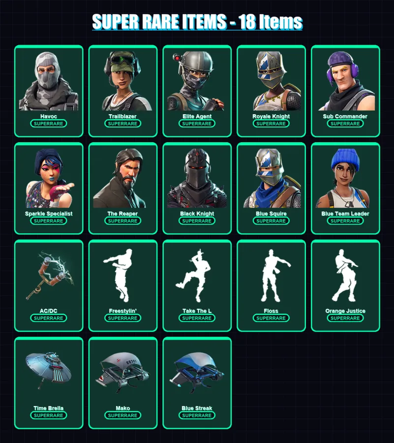 [PC/XBOX] | Havoc | Trailblazer | Elite Agent | Royale Knight | Sub Commander | 83 skin | 54 pickaxe | 60 emote | 59 glider | Lv818