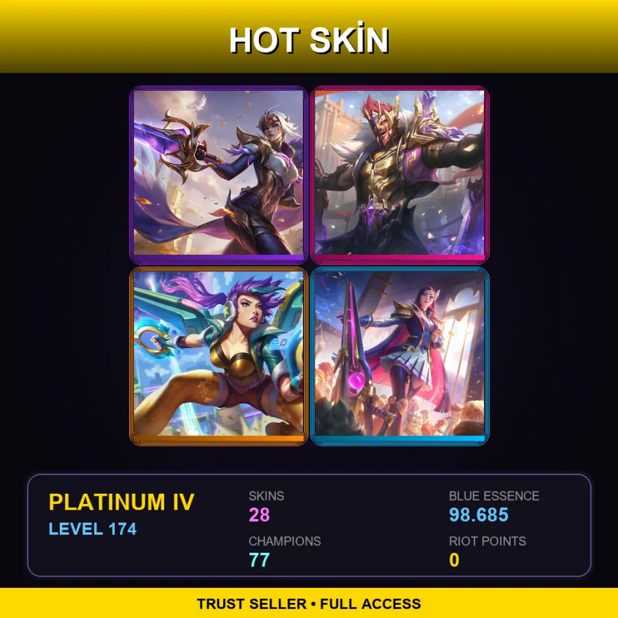 TR | Lv174 | Platinum IV | 28 Skin | 77 Champ