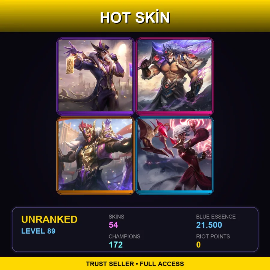 VN | Lv89 | Unranked | 54 Skin | 172 Champ — Woad King Darius