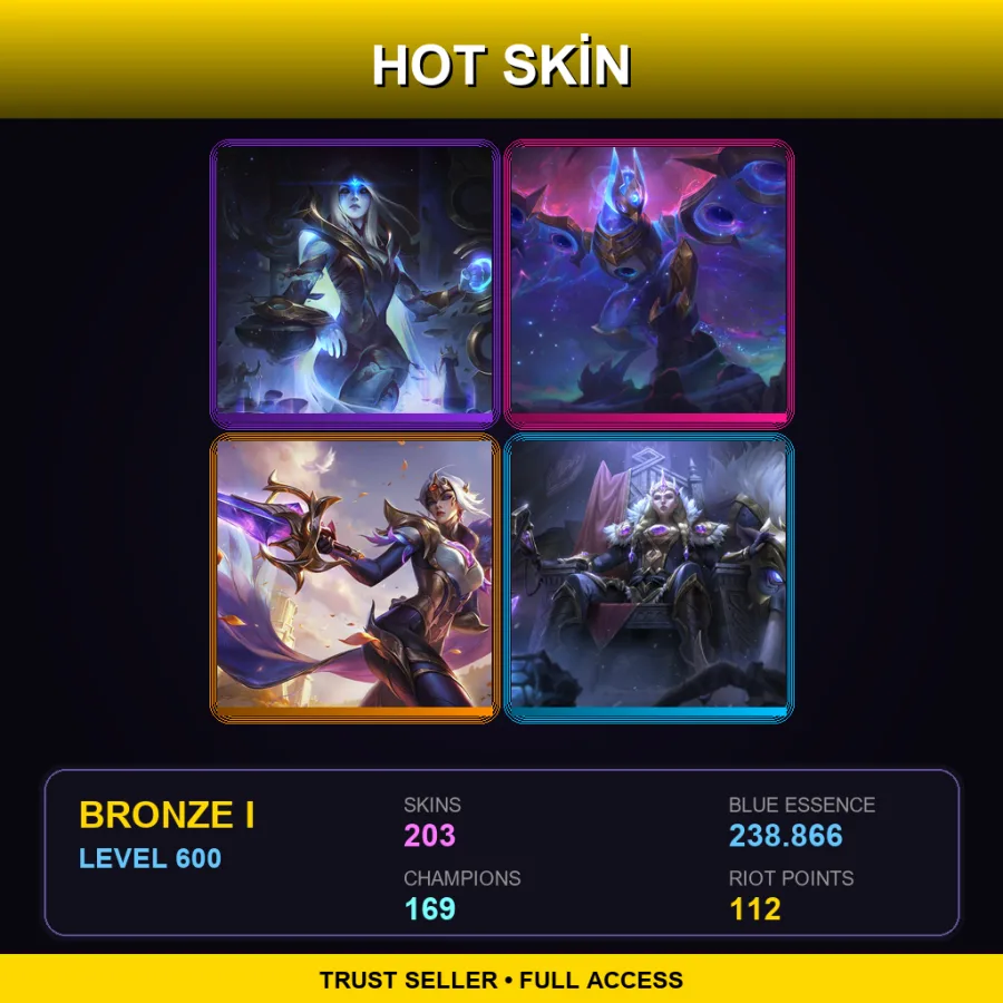 BR | Lv600 | Bronze I | 203 Skin | 169 Champ — LoL account
