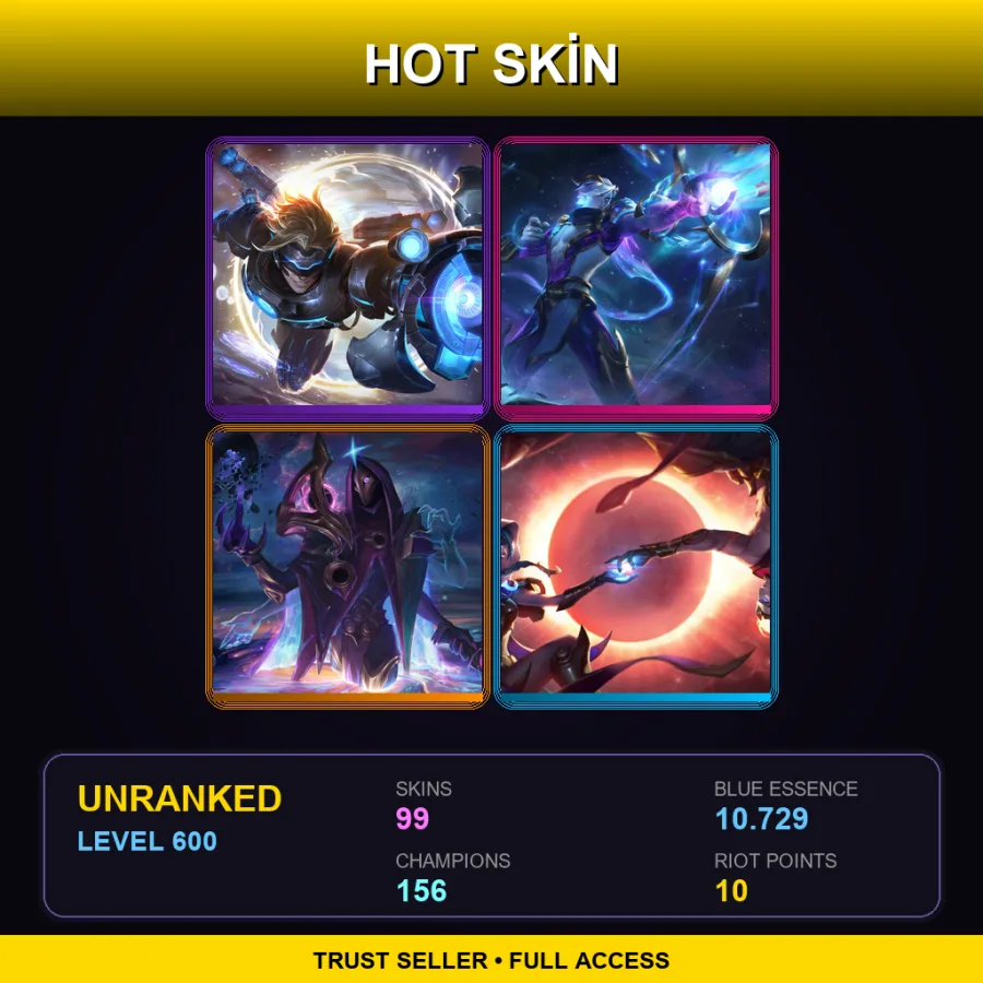 LAN | Lv600 | Unranked | 99 Skin | 156 Champ