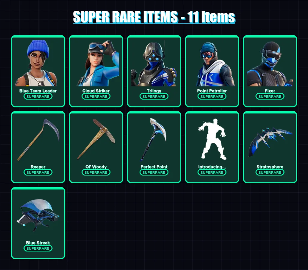 [PS4/PS5/XBOX/PC] | Blue Team Leader | Cloud Striker | Trilogy | Point Patroller | Fixer | 55 skin | 60 pickaxe | 52 emote | 52 glider | Lv775 — Fortnite account
