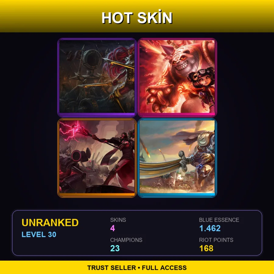 EUNE | Lv30 | Unranked | 4 Skin | 23 Champ — LoL account