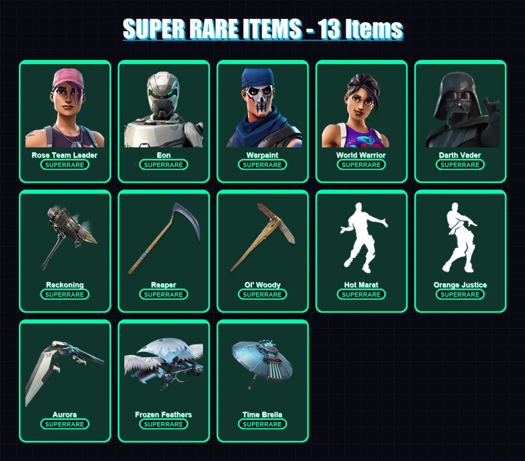 [PC/PSN] | Rose Team Leader | Eon | Warpaint | World Warrior | Darth Vader | 193 skin | 195 pickaxe | 177 emote | 187 glider | Lv2647