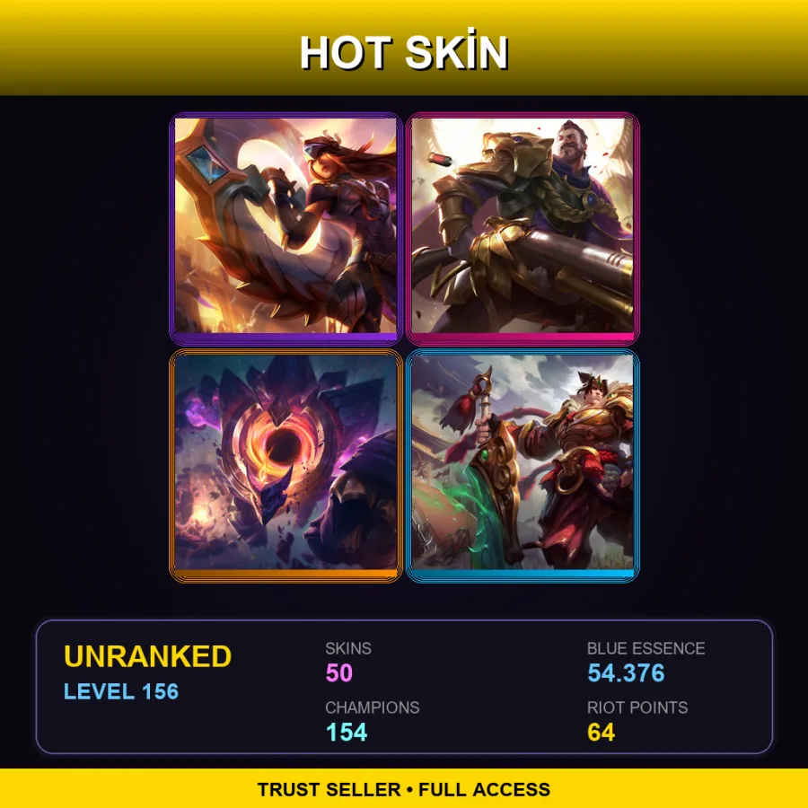 TR | Victorious Sivir | Victorious Graves | Dark Star Malphite | Warring Kingdoms Garen | 50 Skin | 154 Champ | Lv156