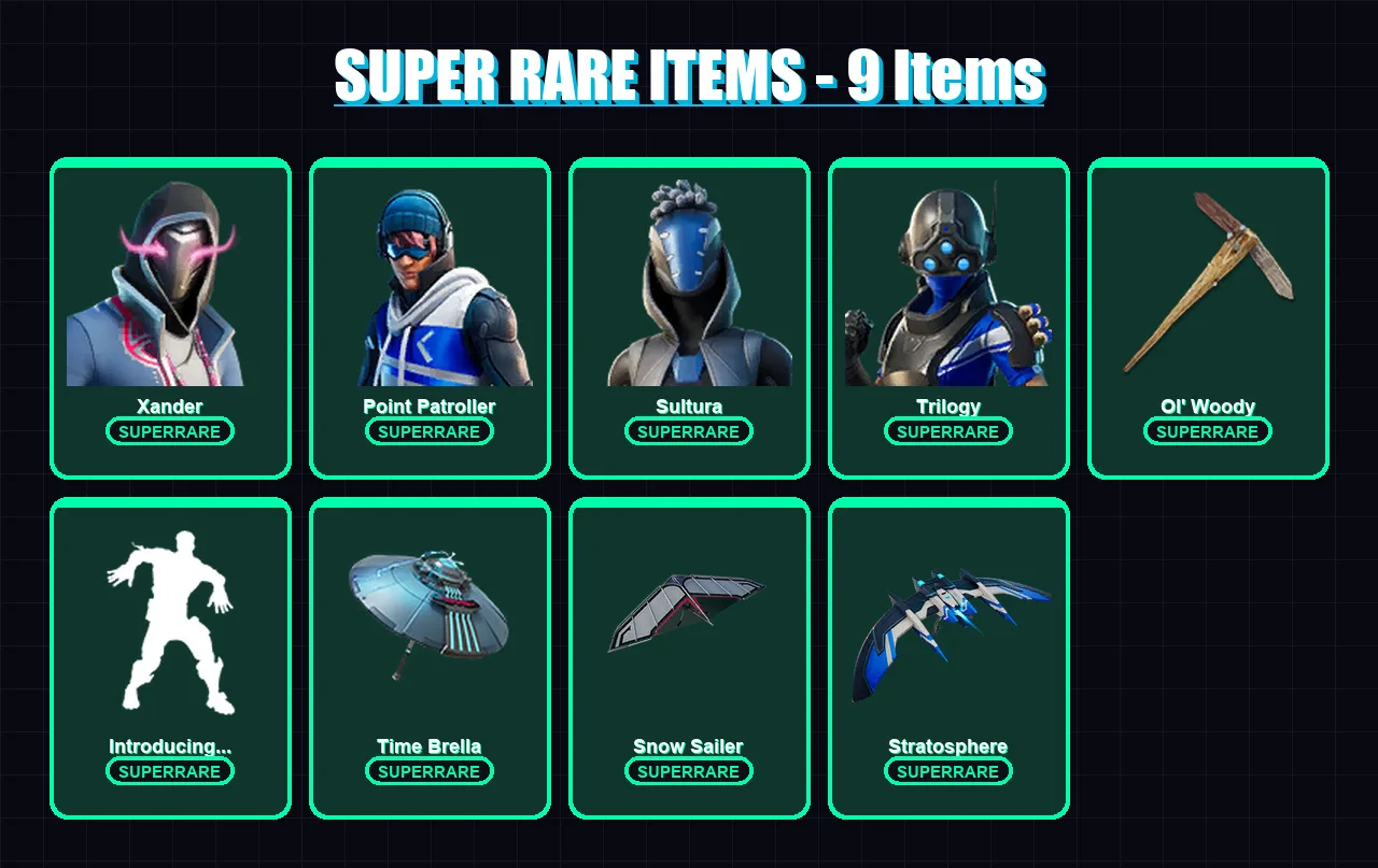 [PC/XBOX] | Xander | Point Patroller | Sultura | Trilogy | Paradigm (Reality-659) | 139 skin | 173 pickaxe | 120 emote | 146 glider | Lv1814