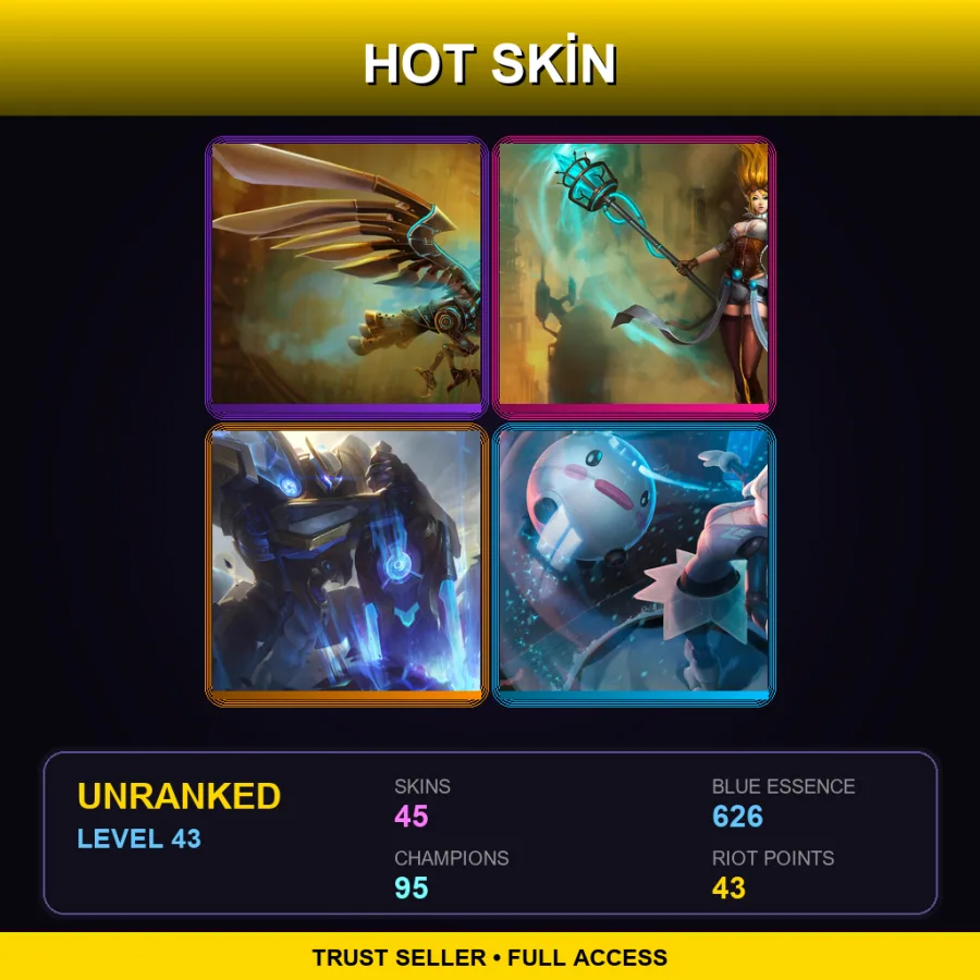 NA | Lv43 | Unranked | 45 Skin | 95 Champ