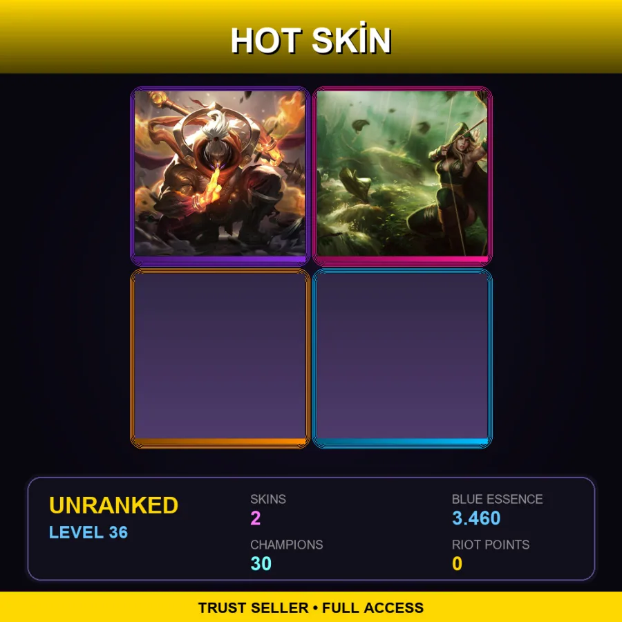 NA | God Staff Jax | Sherwood Forest Ashe | 2 Skin | 30 Champ | Lv36