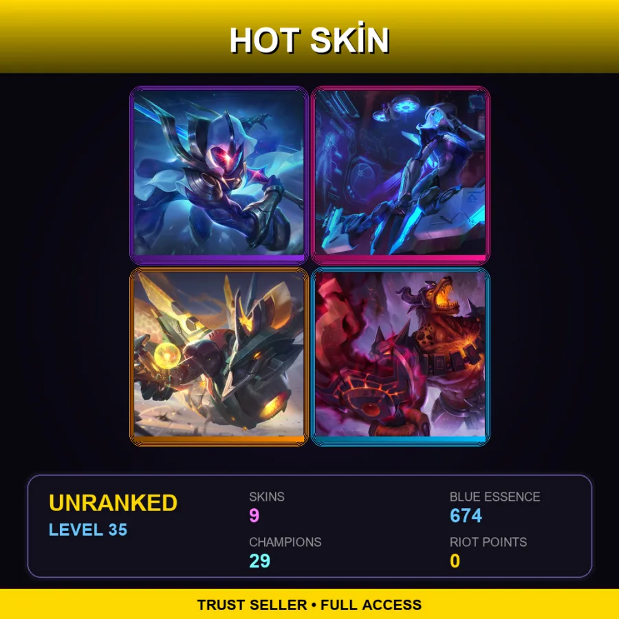 LAS | Lv35 | Unranked | 9 Skin | 29 Champ — LoL account