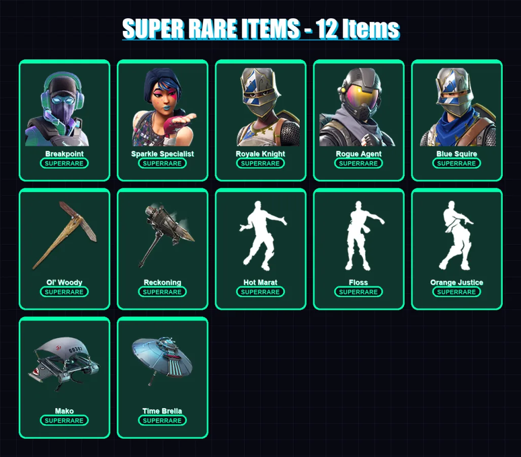 [PC/XBOX] | Breakpoint | Sparkle Specialist | Royale Knight | Rogue Agent | Blue Squire | 186 skin | 181 pickaxe | 165 emote | 142 glider | Lv2251