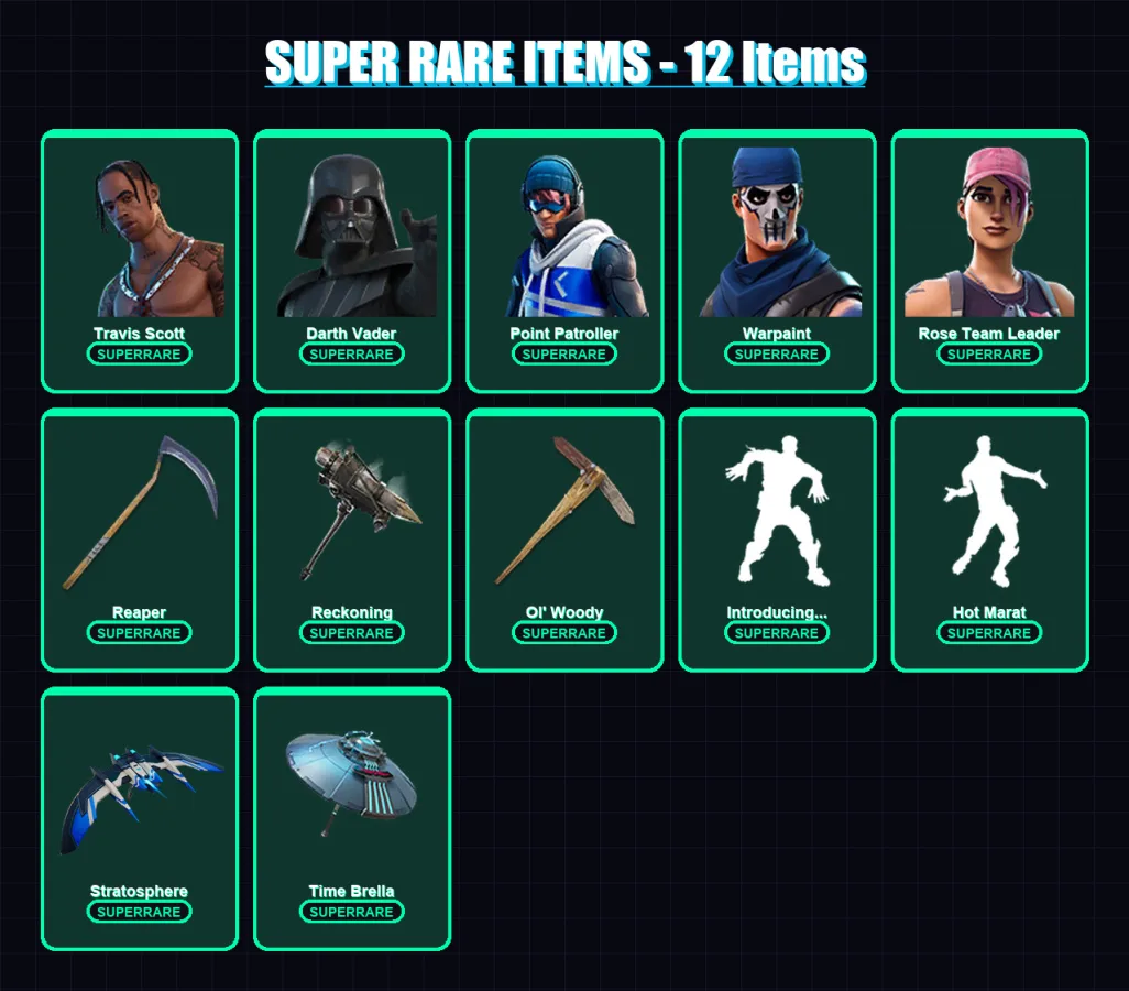 [PC/XBOX/PSN] | Travis Scott | Darth Vader | Point Patroller | Warpaint | Rose Team Leader | 319 skin | 229 pickaxe | 217 emote | 182 glider | Lv340 — Fortnite account