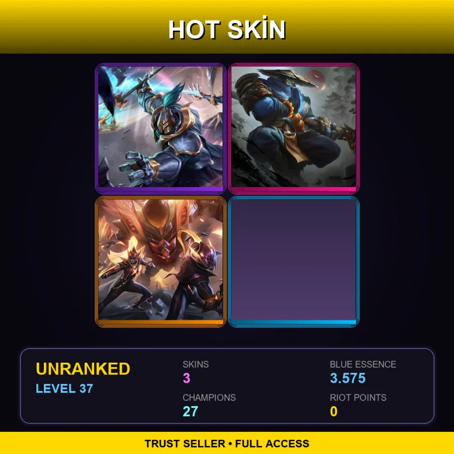 EUNE | Lv37 | Unranked | 3 Skin | 27 Champ — LoL account