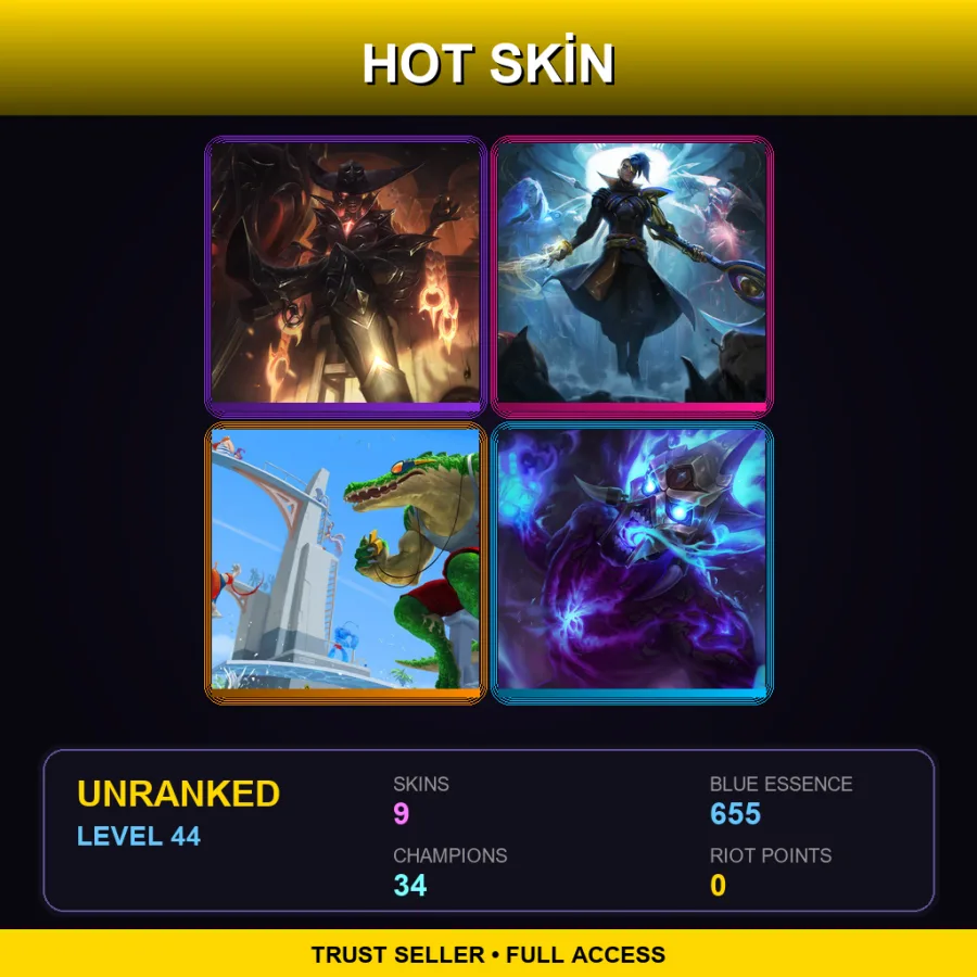 LAN | Lv44 | Unranked | 9 Skin | 34 Champ — Psyops Zed
