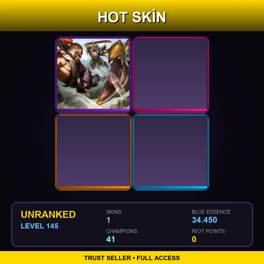 EUW | Lv145 | Unranked | 1 Skin | 41 Champ — LoL account