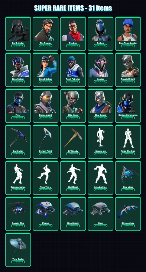 [SWITCH/XBOX/PSN/PC] | Darth Vader | The Reaper | Prodigy | Sultura | Blue Team Leader | 321 skin | 314 pickaxe | 296 emote | 264 glider | Lv3358 — Fortnite account