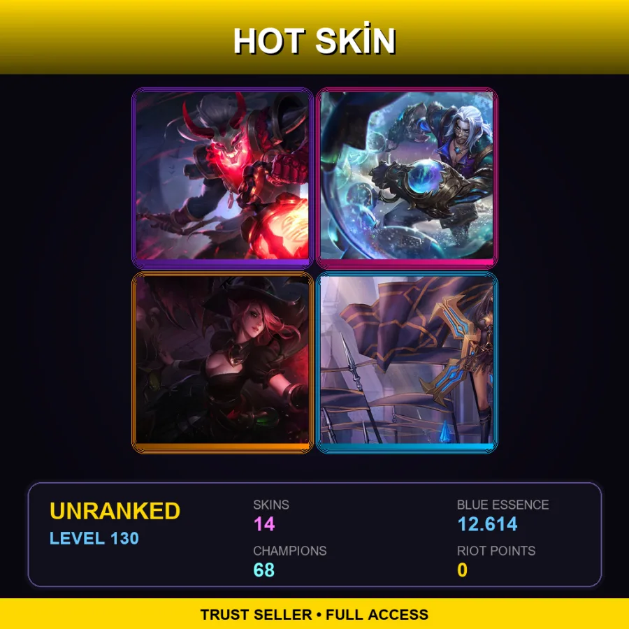 LAS | Lv130 | Unranked | 14 Skin | 68 Champ — LoL account