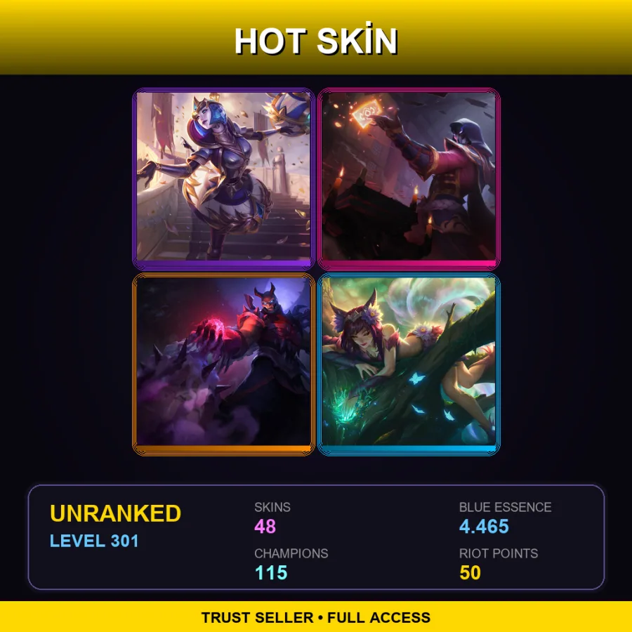 LAN | Lv301 | Unranked | 48 Skin | 115 Champ — Gun Goddess Miss Fortune