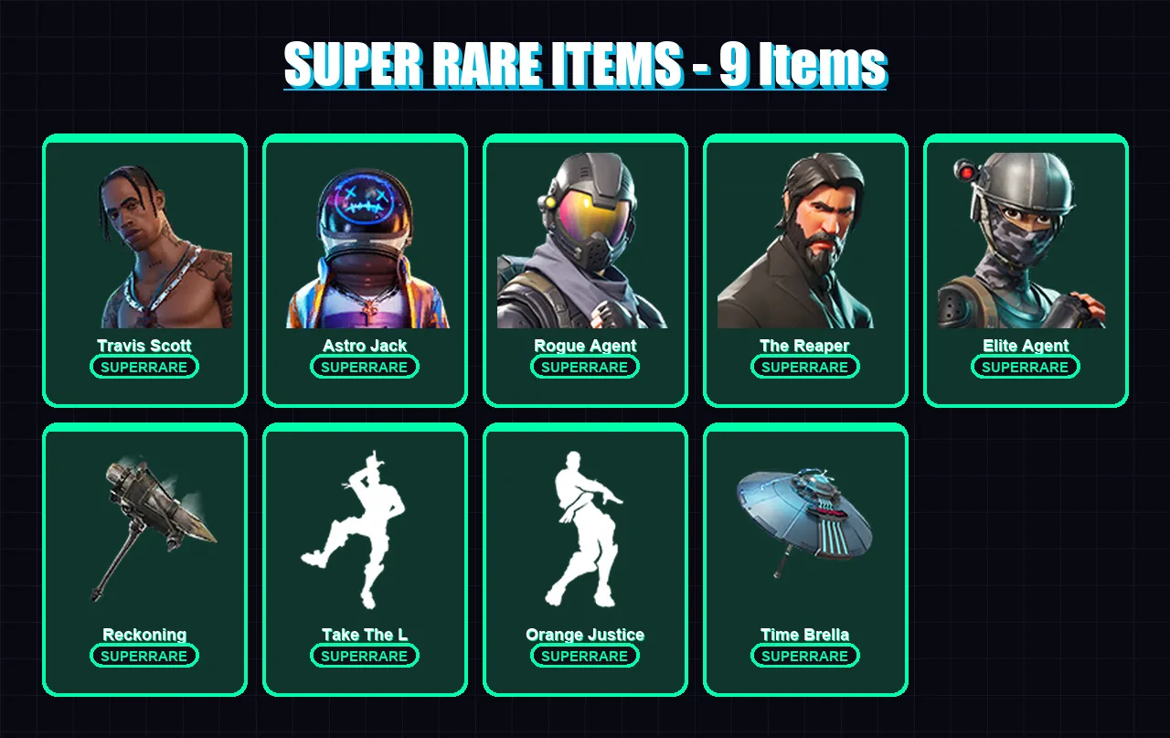 [PC/XBOX/PSN] | Travis Scott | Astro Jack | Rogue Agent | The Reaper | Elite Agent | 67 skin | 57 pickaxe | 60 emote | 62 glider | Lv889