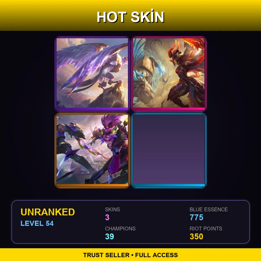 EUW | Lv54 | Unranked | 3 Skin | 39 Champ